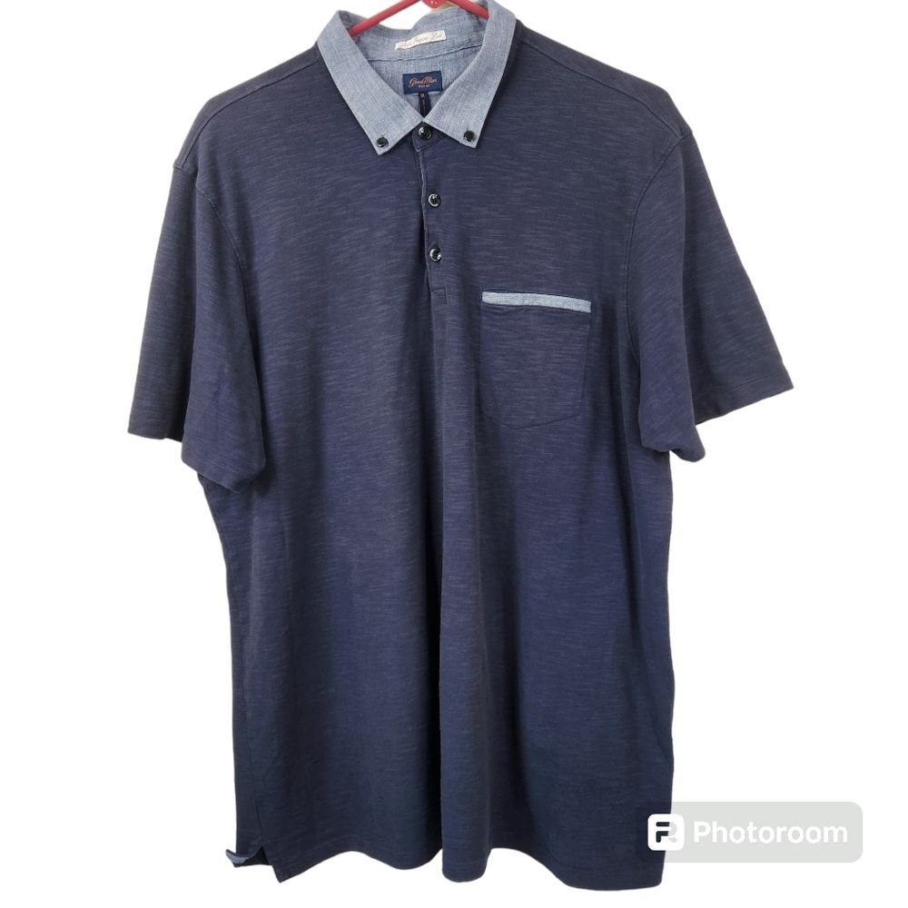 Good Man Brand Short Sleeve Soft Cotton Heather Blue Polo Shirt XL